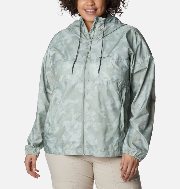 Columbia Flash Challenger Novelty Windbreaker Jakke Dame Olivengrønne | Plus Size 17935T